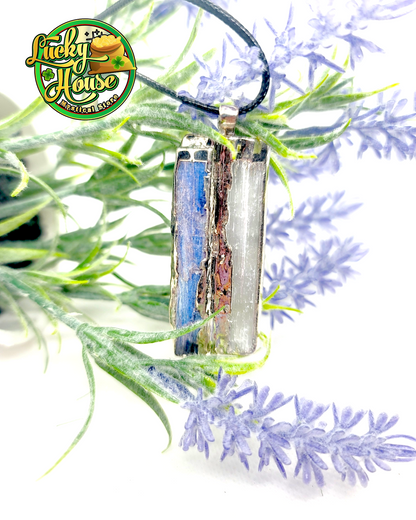 Selenite and Blue Kyanite Pendant