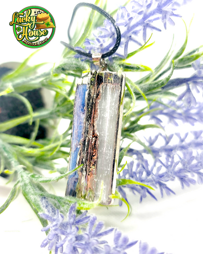 Selenite and Blue Kyanite Pendant