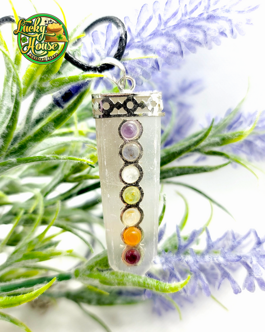 Selenite with seven chakra Pendant