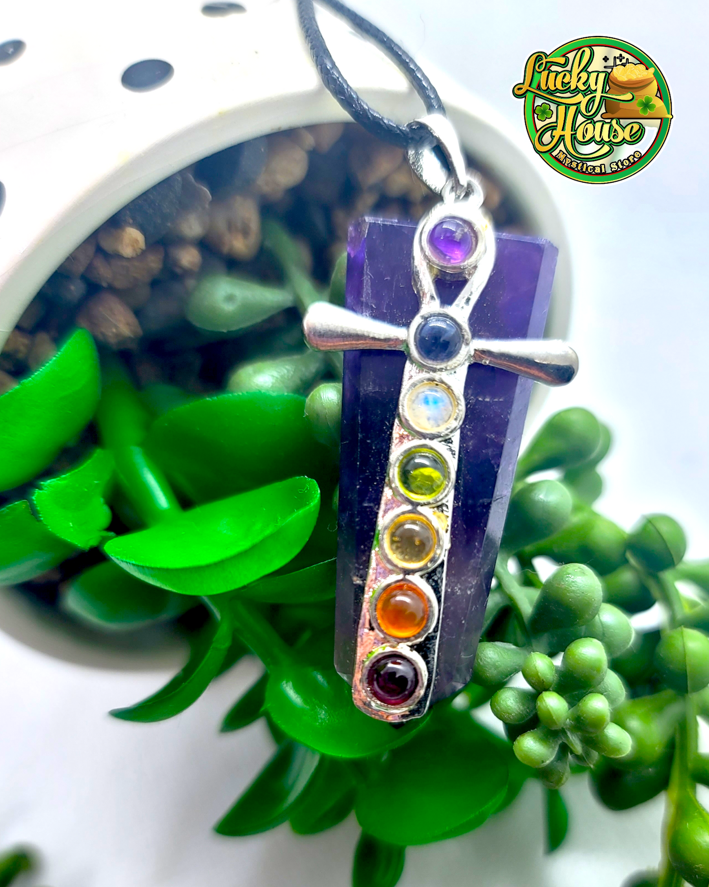 Amethyst Chakra Ankh Pendant