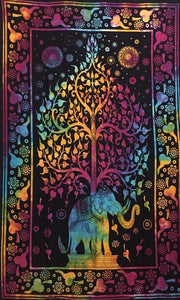 Indian Cotton Tapestry Elephant Tree Trunk Up