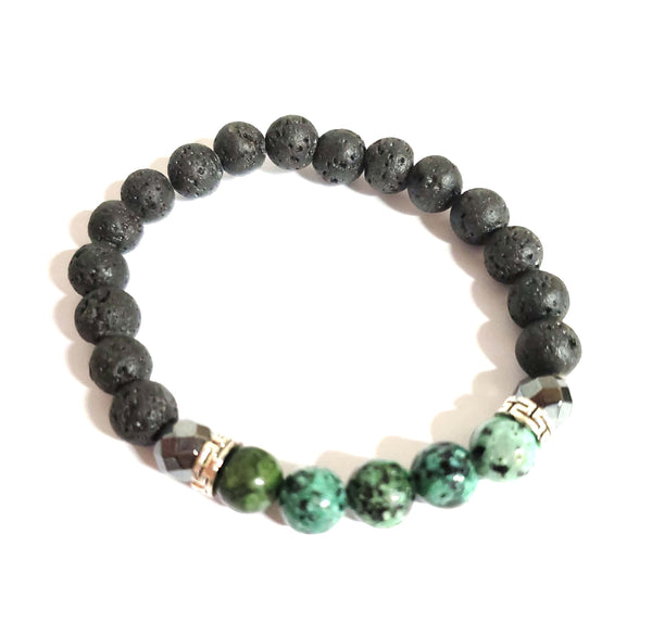 Lava and African Turquoise Bracelet