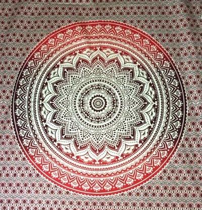 Tapestry Lotus Mandala Red Brown
