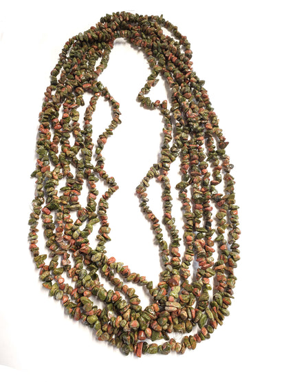 Unakite Jasper  Chip Necklace